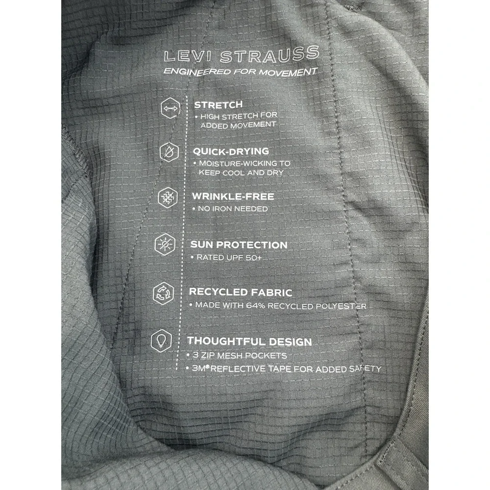 Levis‎ XX Standard Taper Chino 38x30 Grey Quick Dry Strech
